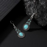 Ig Style Retro Oval Alloy Plating Inlay Turquoise Crystal Women's Earrings Necklace main image 2