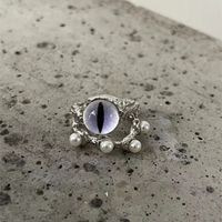 Wholesale Jewelry Ig Style Hip-hop Eye Alloy Opal Pearl Plating Inlay Open Ring sku image 1