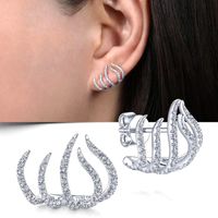 1 Pair Simple Style Commute Lines Plating Inlay Metal Rhinestones Ear Studs main image 4