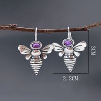 1 Pair Vintage Style Insect Inlay Alloy Artificial Gemstones Silver Plated Drop Earrings main image 2