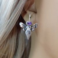 1 Pair Vintage Style Insect Inlay Alloy Artificial Gemstones Silver Plated Drop Earrings main image 1