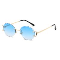 Lady Simple Style Solid Color Pc Round Frame Frameless Women's Sunglasses sku image 4