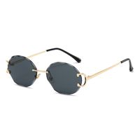 Lady Simple Style Solid Color Pc Round Frame Frameless Women's Sunglasses sku image 1