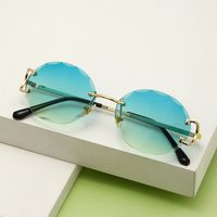 Lady Simple Style Solid Color Pc Round Frame Frameless Women's Sunglasses main image 3