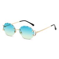 Lady Simple Style Solid Color Pc Round Frame Frameless Women's Sunglasses sku image 5