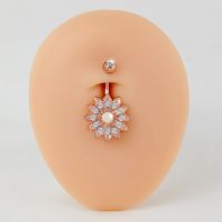 Y2k Beach Flower Copper Plating Inlay Zircon 14k Gold Plated Belly Ring main image 5