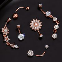 6 Pieces Belly Rings Casual Classic Style Solid Color Titanium Steel Inlay Zircon main image 6