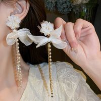 1 Pair Elegant Sweet Flower Tassel Mixed Materials Earrings main image 4