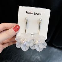1 Pair Elegant Sweet Flower Tassel Mixed Materials Earrings sku image 3