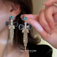 1 Pair Glam Geometric Plating Inlay Alloy Artificial Pearls Opal Zircon Earrings main image 4