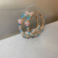 1 Paire Glamour Géométrique Placage Incruster Alliage Perles Artificielles Opale Zircon Des Boucles D'oreilles sku image 5