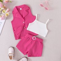 Casual Simple Style Solid Color Polyester Girls Clothing Sets main image 4
