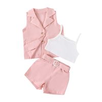 Casual Simple Style Solid Color Polyester Girls Clothing Sets sku image 1