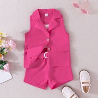 Casual Simple Style Solid Color Polyester Girls Clothing Sets main image 3