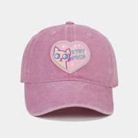 Women's Cute Bear Cat Embroidery Curved Eaves Baseball Cap sku image 2