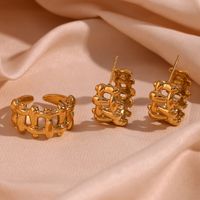 Wholesale Basic Simple Style Classic Style C Shape Stainless Steel Plating 18k Gold Plated Rings Earrings main image 1