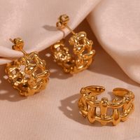 Wholesale Basic Simple Style Classic Style C Shape Stainless Steel Plating 18k Gold Plated Rings Earrings main image 5