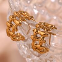 Wholesale Basic Simple Style Classic Style C Shape Stainless Steel Plating 18k Gold Plated Rings Earrings main image 4