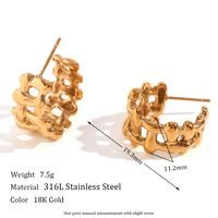 Wholesale Basic Simple Style Classic Style C Shape Stainless Steel Plating 18k Gold Plated Rings Earrings sku image 2