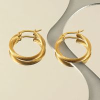 1 Pair Classic Style Round Plating Stainless Steel Titanium Steel 18K Gold Plated Hoop Earrings main image 4