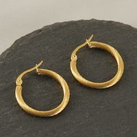 1 Pair Classic Style Round Plating Stainless Steel Titanium Steel 18K Gold Plated Hoop Earrings main image 1