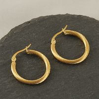 1 Pair Classic Style Round Plating Stainless Steel Titanium Steel 18K Gold Plated Hoop Earrings main image 6