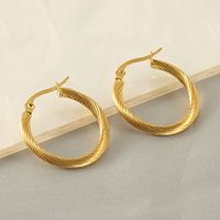 1 Pair Classic Style Round Plating Stainless Steel Titanium Steel 18K Gold Plated Hoop Earrings main image 3