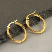 1 Pair Classic Style Round Plating Stainless Steel Titanium Steel 18K Gold Plated Hoop Earrings main image 5