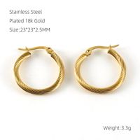 1 Pair Classic Style Round Plating Stainless Steel Titanium Steel 18K Gold Plated Hoop Earrings sku image 1