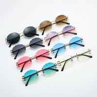 Lady Simple Style Solid Color Pc Round Frame Frameless Women's Sunglasses main image 1
