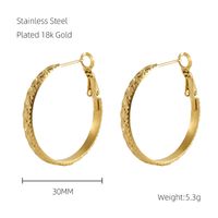 1 Paire Style Moderne Style Simple Couleur Unie Placage Acier Inoxydable Acier Au Titane Plaqué Or 18K Boucles D'oreilles Cerceau sku image 1