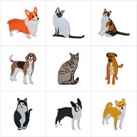 Pet Cat And Dog Cartoon Embroidery Cloth Sticker main image 1