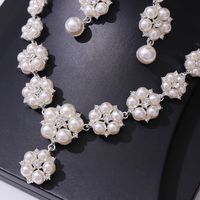 Elegante Flor Aleación Embutido Perlas Artificiales Diamantes De Imitación Aretes Collar main image 3