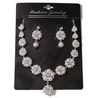 Elegant Blume Legierung Inlay Künstliche Perlen Strasssteine Ohrringe Halskette main image 6