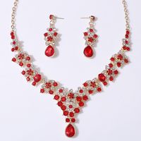 Bridal Water Droplets Flower Alloy Inlay Rhinestones Earrings Necklace main image 4