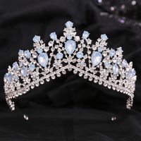 Fashion Water Droplets Crown Alloy Hollow Out Inlay Rhinestones Crown 1 Piece sku image 9