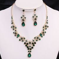 Bridal Water Droplets Flower Alloy Inlay Rhinestones Earrings Necklace main image 1