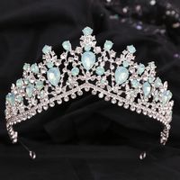 Fashion Water Droplets Crown Alloy Hollow Out Inlay Rhinestones Crown 1 Piece sku image 8