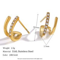 Einfacher Stil Geometrisch Rostfreier Stahl Ohrstecker Überzug Zirkon Edelstahl Ohrringe sku image 1