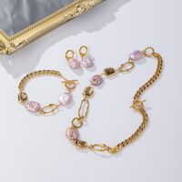 Classical Geometric Artificial Pearl Alloy Patchwork 18k Gold Plated Women's Bracelets Earrings Necklace main image 5