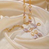 Classical Geometric Artificial Pearl Alloy Patchwork 18k Gold Plated Women's Bracelets Earrings Necklace main image 2
