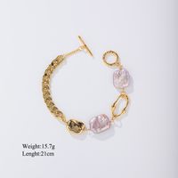 Classical Geometric Artificial Pearl Alloy Patchwork 18k Gold Plated Women's Bracelets Earrings Necklace sku image 2