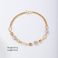 Classical Geometric Artificial Pearl Alloy Patchwork 18k Gold Plated Women's Bracelets Earrings Necklace sku image 3