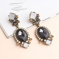 1 Pair Glam Exaggerated Water Droplets Inlay Alloy Resin Rhinestone Acrylic Drop Earrings sku image 1