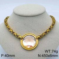 Fashion New Stainless Steel Single-piece Chain Round Multi-color Glass Stone Female Bracelet And Necklace Set sku image 21