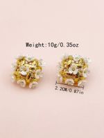 1 Pair Sweet Artistic Flower Polishing Plating 304 Stainless Steel Pearl Shell 14K Gold Plated Ear Studs main image 2