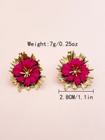 1 Pair Retro Sweet Flower Polishing Plating 304 Stainless Steel 14K Gold Plated Ear Studs main image 2