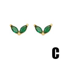 1 Pair Glam Heart Shape Bird Inlay Copper Color Zircon Ear Studs main image 4