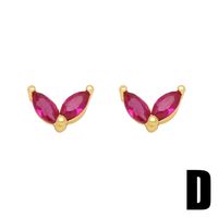 1 Pair Glam Heart Shape Bird Inlay Copper Color Zircon Ear Studs main image 3