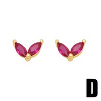 1 Pair Glam Heart Shape Bird Inlay Copper Color Zircon Ear Studs sku image 2